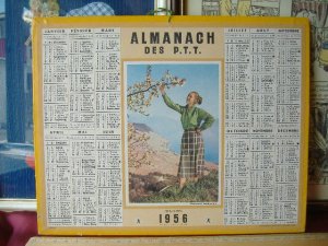 画像1: フランスアンティーク　カレンダー　1956年