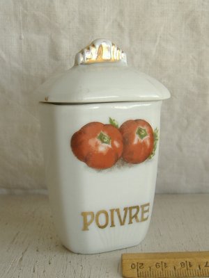 画像1: フランスアンティークミニ小物入れ陶器製98g