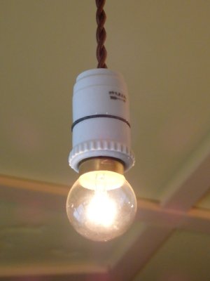 画像1: フランスアンティーク　アトリエ 電球付ソケットランプ電気 陶器製