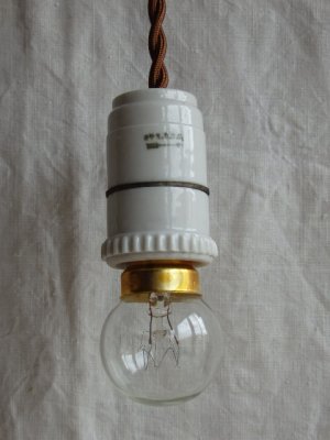 画像2: フランスアンティーク　アトリエ 電球付ソケットランプ電気 陶器製