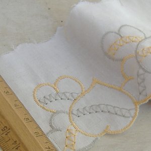 画像: アンティーク手芸◇刺繍ガロン◇265cm◇オレンジ＆グレー