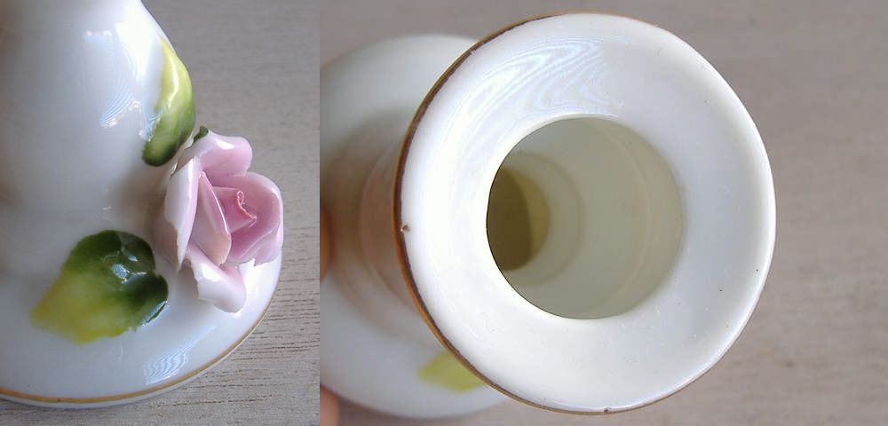 画像: インテリア雑貨　フラワーカップポット花瓶　薔薇模様陶器製