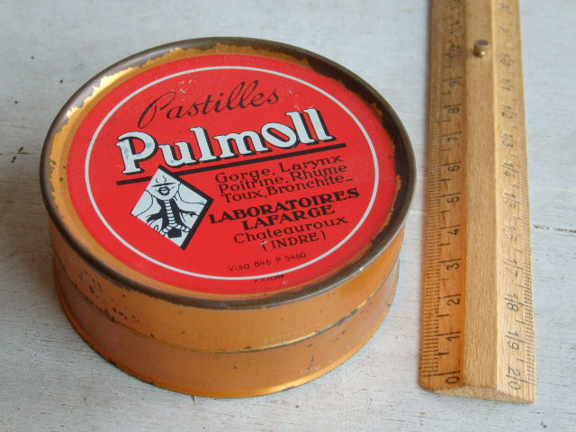 画像1: フランスアンティーク　円形型缶ケース　Pulmoll　赤色