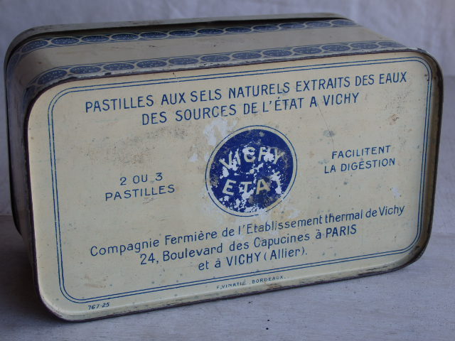 画像: フランスアンティーク  VICHY缶 ティン缶 　PARIS　小物入れ缶ケース 	
