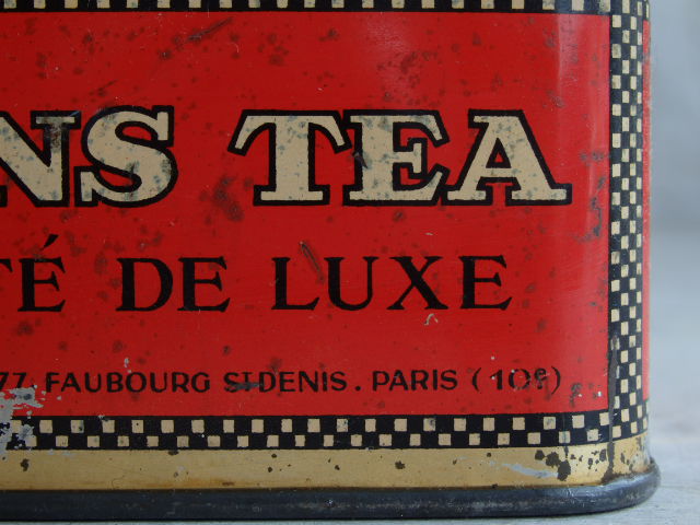 画像: フランスアンティーク  LYONS　TEA 缶 ティン缶 　PARIS　小物入れ缶ケース 	