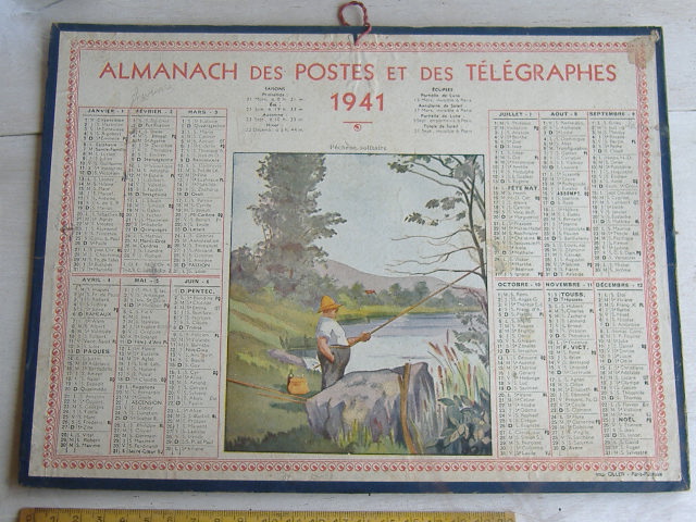 画像1: カレンダー　フ1941年　釣りの風景