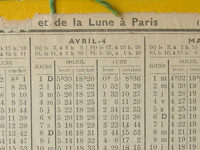 画像: フランスアンティーク　カレンダー　1956年